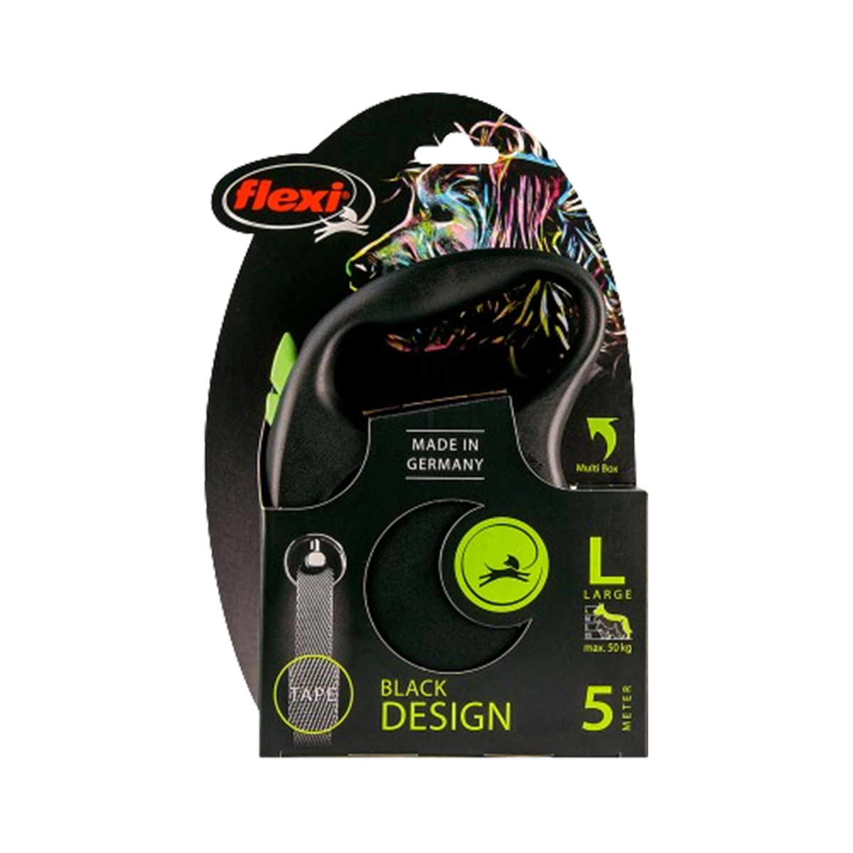 Guia retrátil Passeio Flexi Grande Black Design 5M Cães 50KG