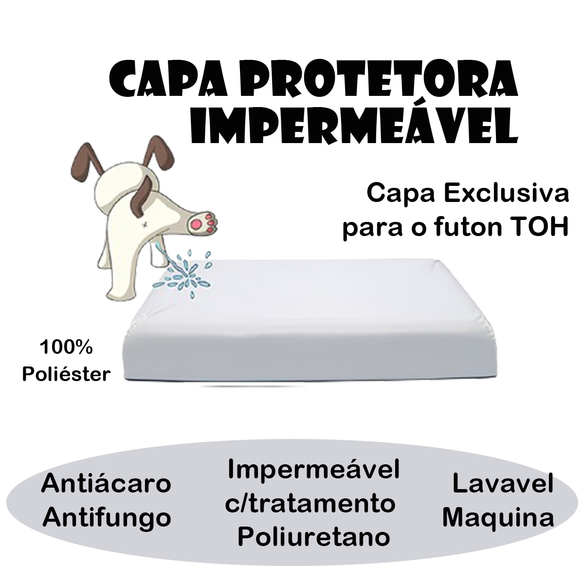 Capa Protetora Impermeável Grande para Caminha Futon Premium