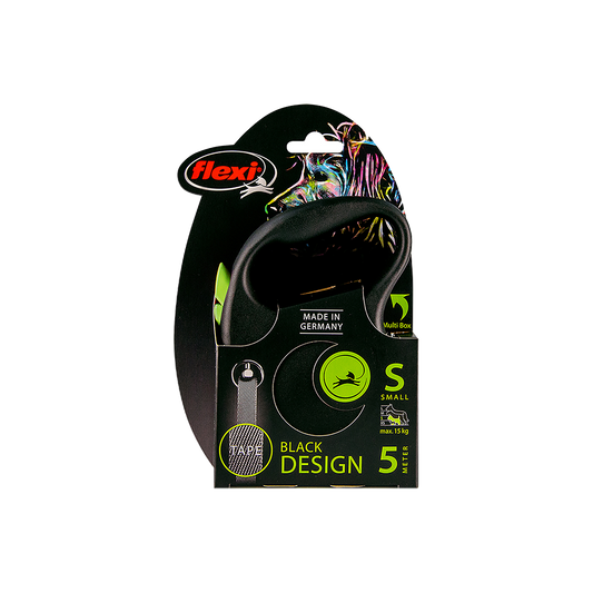 Guia retrátil Passeio Flexi Black Design Small 5M Cães 15Kg