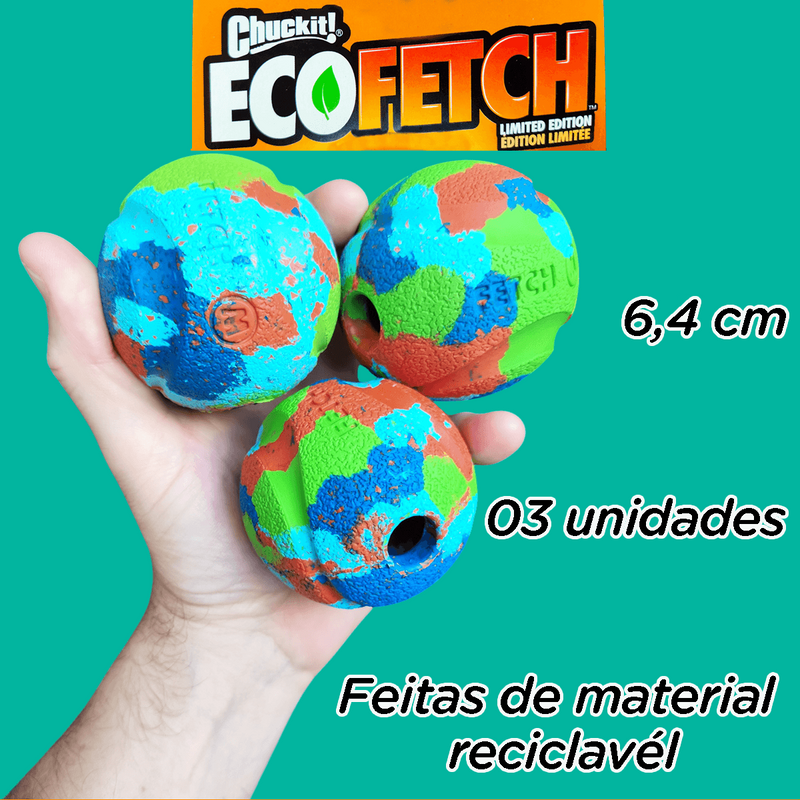 Brinquedo Pet Interativo Bolinha Borracha Sustentável material Reciclado 03 unidades
