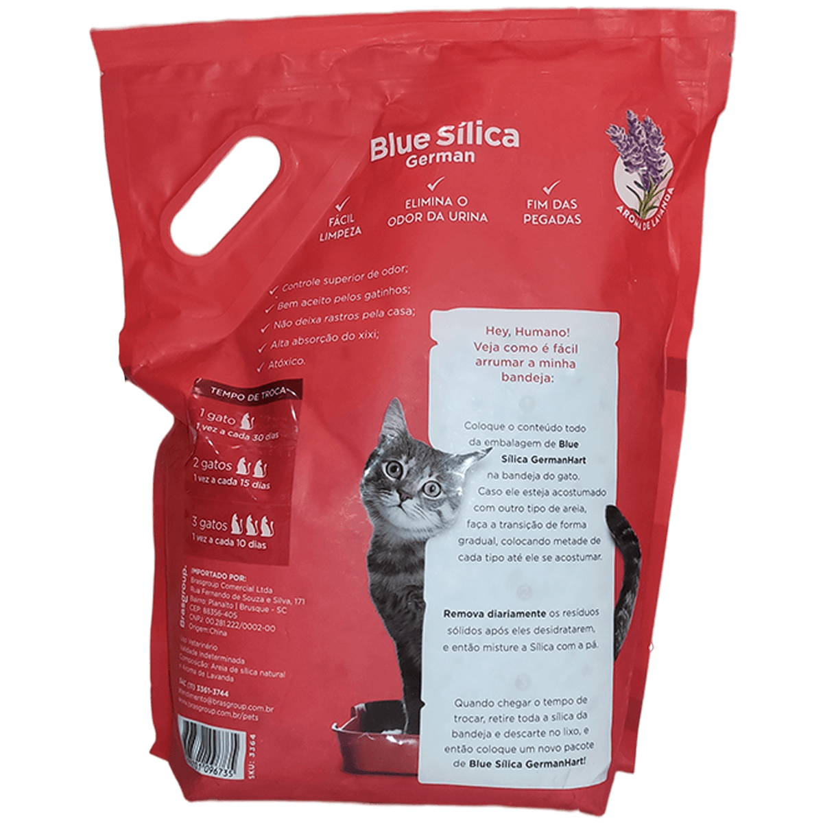 Areia Sílica Para Gato Premium 1,8kg Aroma Lavanda Importada
